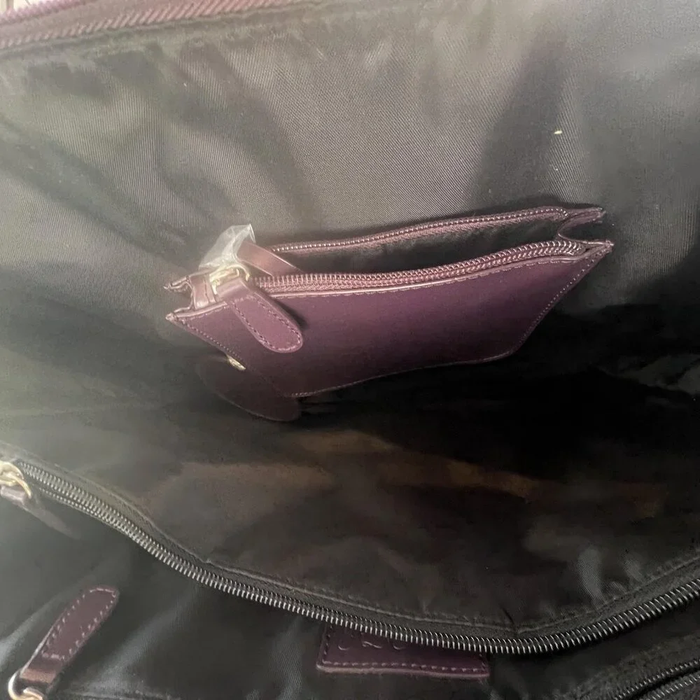 Metro Chic JEMA Laptop Tote Purse Dual Handles Detachable Strap Deep Purple